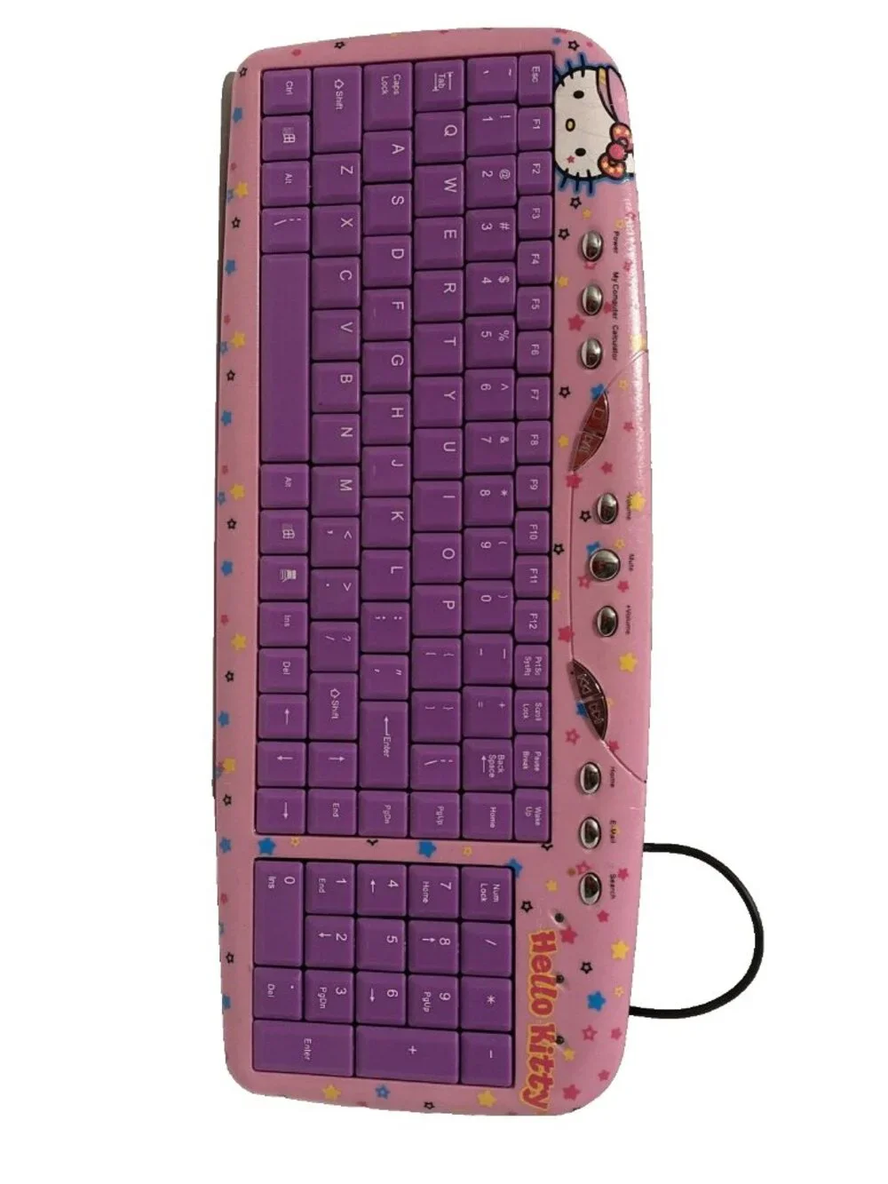 Hello Kitty USB Keyboard Pink Purple 11 Internet Hot Keys Function Keys Keypad